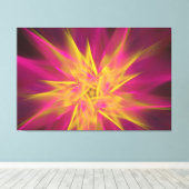 Abstracte roze en gele macrofractale bloemen canvas afdruk (Insitu (Houten vloer))