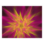 Abstracte roze en gele macrofractale bloemen perfect poster (Voorkant)