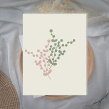 Abstracte roze en groene bessen kunst wenskaart
