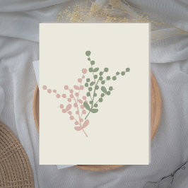 Abstracte roze en groene bessen kunst wenskaart bedankkaart