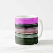 Abstracte roze en groene horizontale strepen 705 koffiemok (Voorkant rechts)