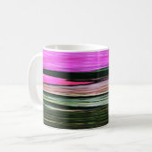 Abstracte roze en groene horizontale strepen 705 koffiemok (Voorkant links)