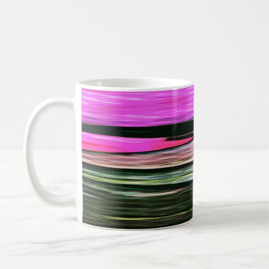 Abstracte roze en groene horizontale strepen 705 koffiemok (Links)