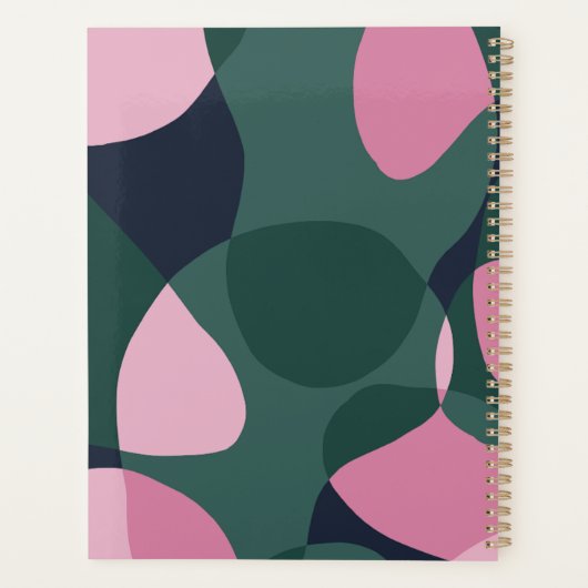 Abstracte roze en groene kunst planner (Achterkant)