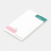 Abstracte roze en groene penseelstreken op maat post-it® notes (Schuin)