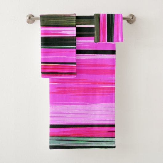 Abstracte roze en groene verticale strepen 704 bad handdoek (Insitu)