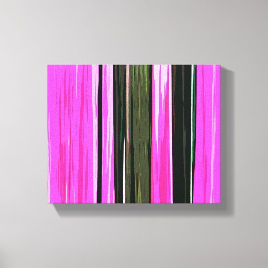 Abstracte roze en groene verticale strepen 704 canvas afdruk (Voorkant)