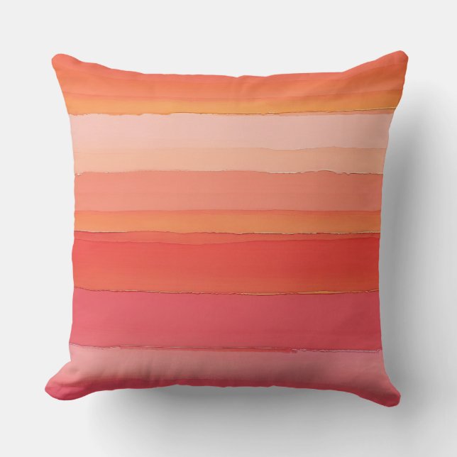 abstracte roze en oranje strepen kussen (Voorkant)