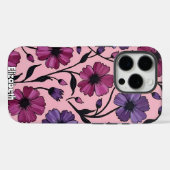Abstracte roze en Paarse bloemenreliëf Case-Mate iPhone Case (Achterkant (horizontaal))