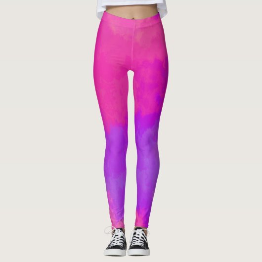 Abstracte roze en paarse leggings (Voorkant)