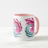 Abstracte roze en pastelgroen. mok (Voorkant rechts)