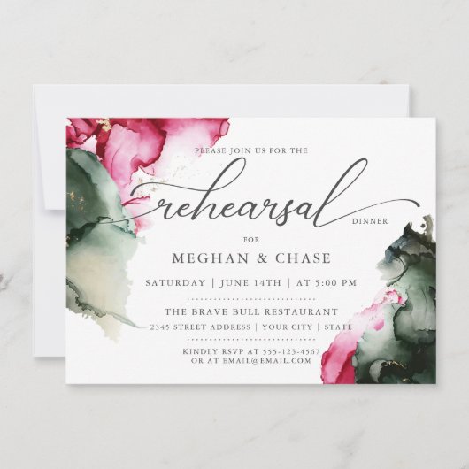 Abstracte Roze en Sage Groene Waterverf Kaart (Voorkant)