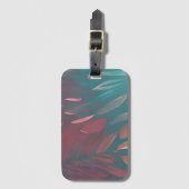 Abstracte roze en turkooizen veren bagagelabel (Voorkant (verticaal))