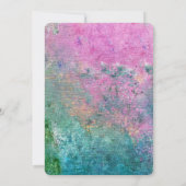 abstracte roze en turquoise verftextuur bruiloft kaart (Achterkant)