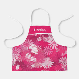 Abstracte roze en witte, gepersonaliseerde meisjes schort