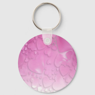 abstracte roze en witte harten sleutelhanger