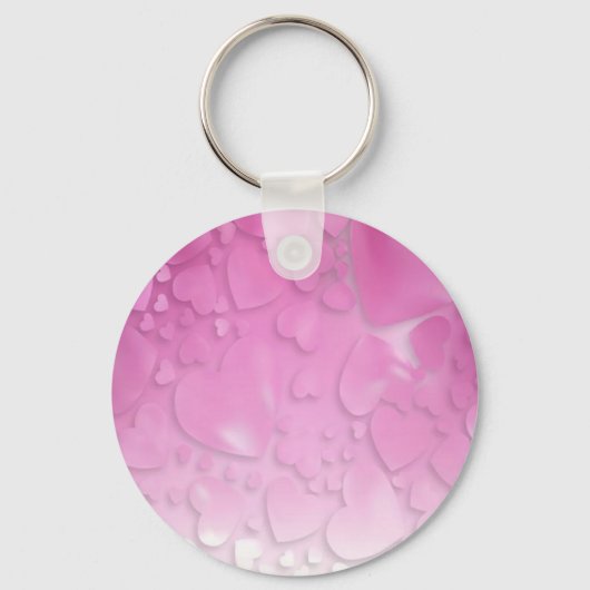 abstracte roze en witte harten sleutelhanger (Voorkant)