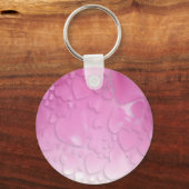 abstracte roze en witte harten sleutelhanger (Voorkant)