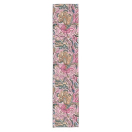 Abstracte roze Floral Korte Tafelloper