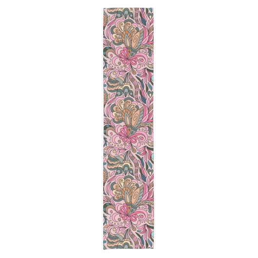 Abstracte roze Floral Korte Tafelloper (Voorkant)