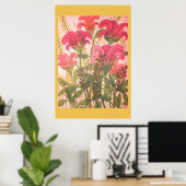 Abstracte roze florale waterverf poster (Thuiskantoor)
