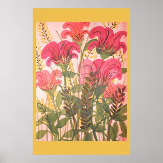 Abstracte roze florale waterverf poster (Voorkant)