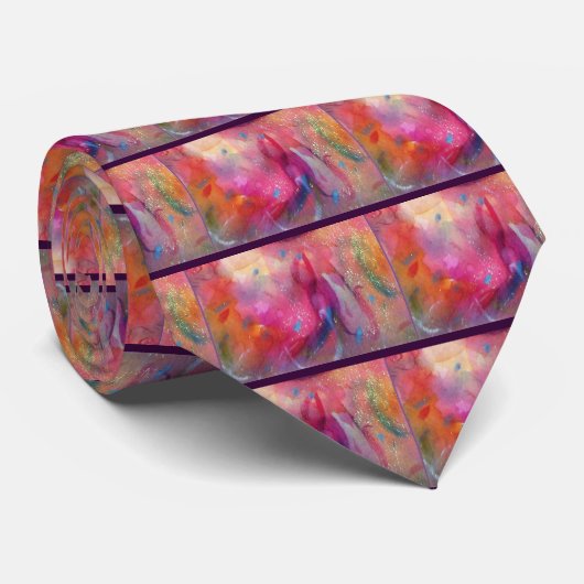 ABSTRACTE, roze Fuchsia Stropdas (Opgerold)