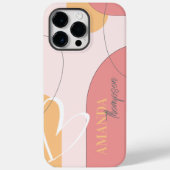 Abstracte roze gele lijnhartkunst Case-Mate iPhone case (Achterkant)