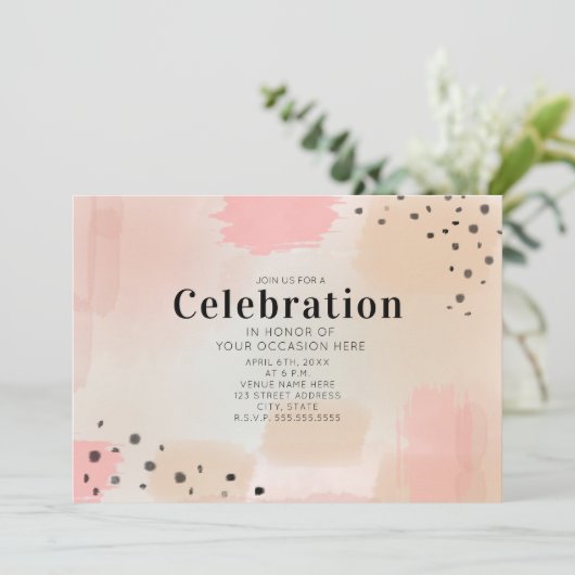 Abstracte roze generieke feestelijke viering kaart (Staand voorkant)