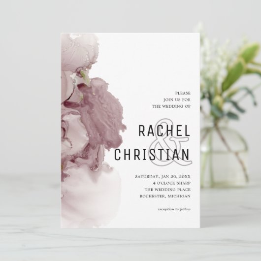 abstracte roze geode bruiloft kaart (Staand voorkant)