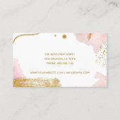 Abstracte roze Gold Script-Waterverf Visitekaartje (Achterkant)