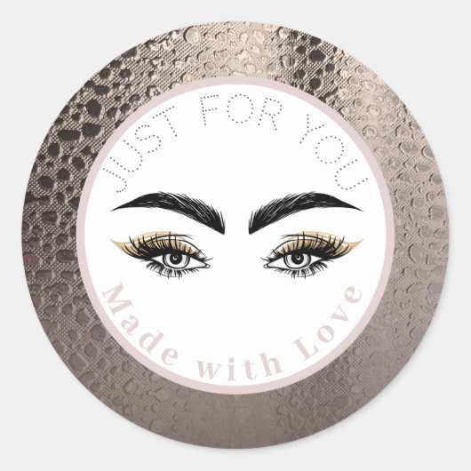 Abstracte Roze Goud Moderne Glam Make-up Ogen Ronde Sticker (Voorkant)