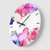 Abstracte roze goudblauwe acrylwandklok grote klok (Hoek)