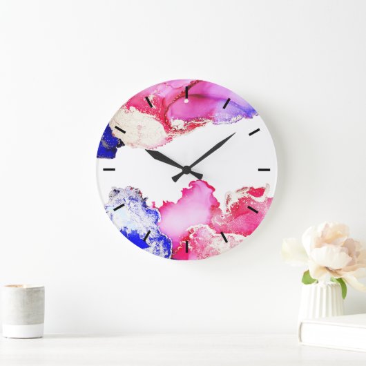 Abstracte roze goudblauwe acrylwandklok grote klok (Huis)