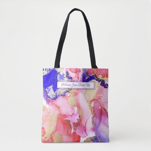 Abstracte Roze Gouden Alcoholinkt Art Aangepaste n Tote Bag (Voorkant)