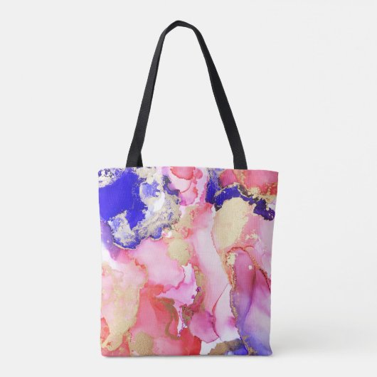Abstracte Roze Gouden Alcoholinkt Art Aangepaste n Tote Bag (Achterkant)