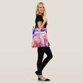 Abstracte Roze Gouden Alcoholinkt Art Aangepaste n Tote Bag (Op model)