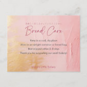 Abstracte Roze Gouden Brood Verzorgingsinstructies Bedankkaart (Voorkant)