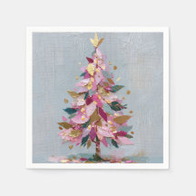 Abstracte roze & gouden impasto kerstboom
