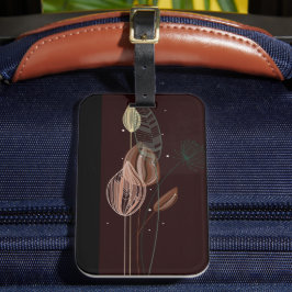 Abstracte roze & gouden tulpen minimalistische bot bagagelabel