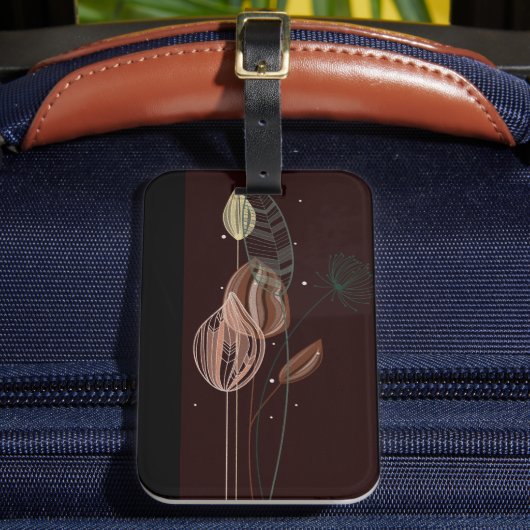 Abstracte roze & gouden tulpen minimalistische bot bagagelabel (Voorkant Insitu 2)