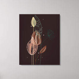Abstracte roze & gouden tulpen minimalistische bot canvas afdruk