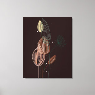 Abstracte roze & gouden tulpen minimalistische bot canvas afdruk