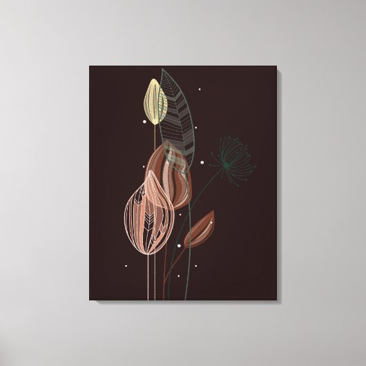 Abstracte roze & gouden tulpen minimalistische bot canvas afdruk (Voorkant)