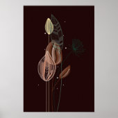 Abstracte roze & gouden tulpen minimalistische bot poster (Voorkant)