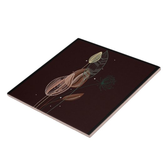 Abstracte roze & gouden tulpen minimalistische bot tegeltje (Zijkant)