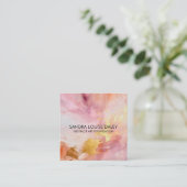 Abstracte roze gouden verf Moderne kunst Vierkante Visitekaartje (Staand voorkant)