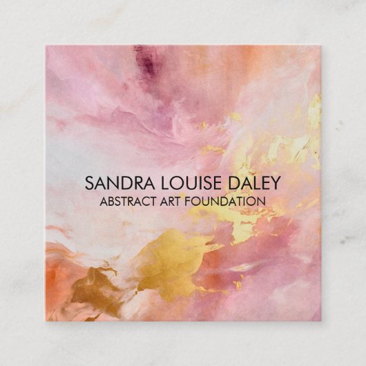 Abstracte roze gouden verf Moderne kunst Vierkante Visitekaartje (Voorkant)