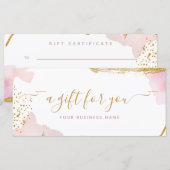 Abstracte roze gouden Waterverf Gift Voucher (Voorkant / Achterkant)