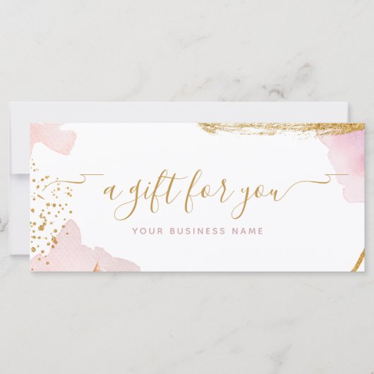 Abstracte roze gouden Waterverf Gift Voucher (Voorkant)